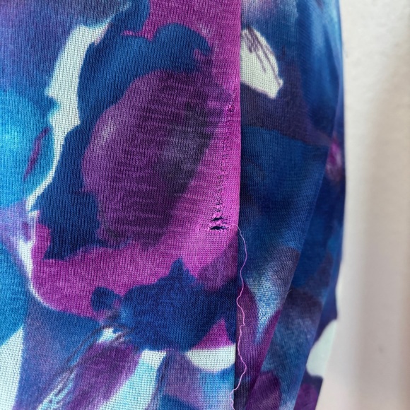 Vintage 90s Y2K Strapless Floral Blue & Purple High Low Dress - Picture 7 of 13